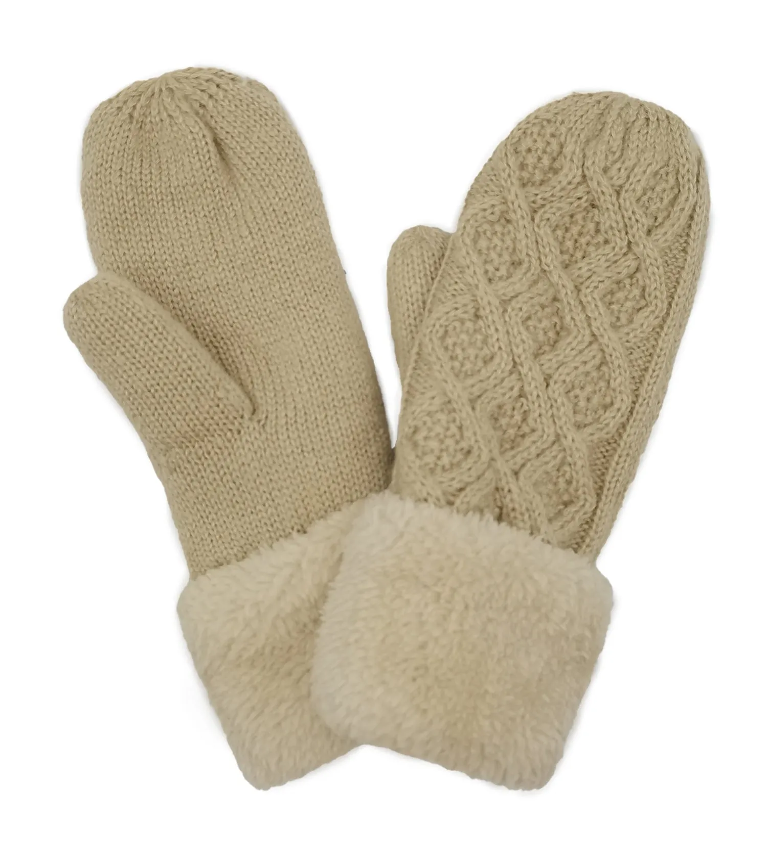 Cable Knit Sherpa Mittens