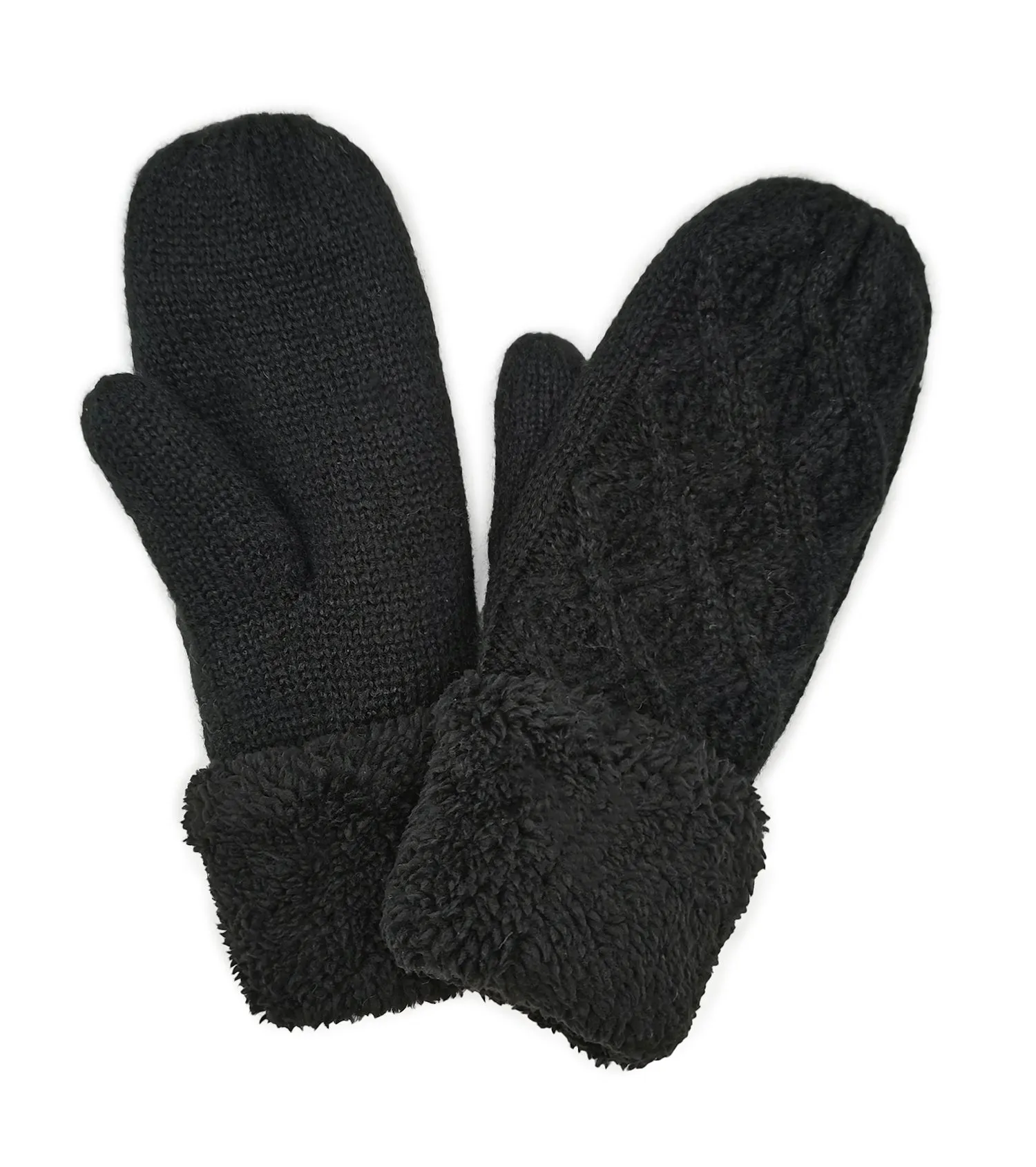 Cable Knit Sherpa Mittens