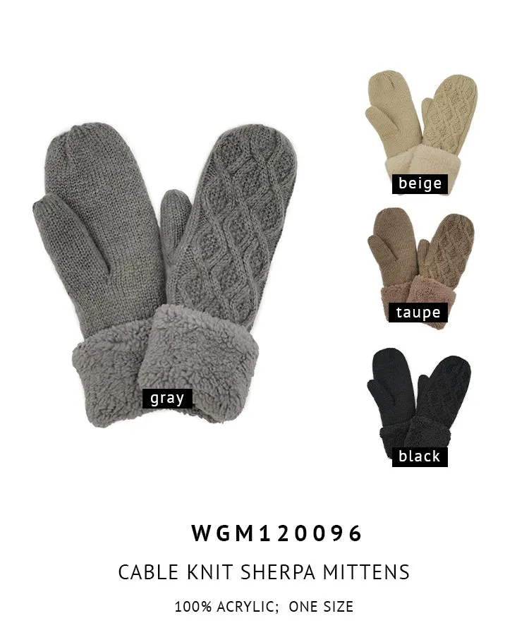 Cable Knit Sherpa Mittens