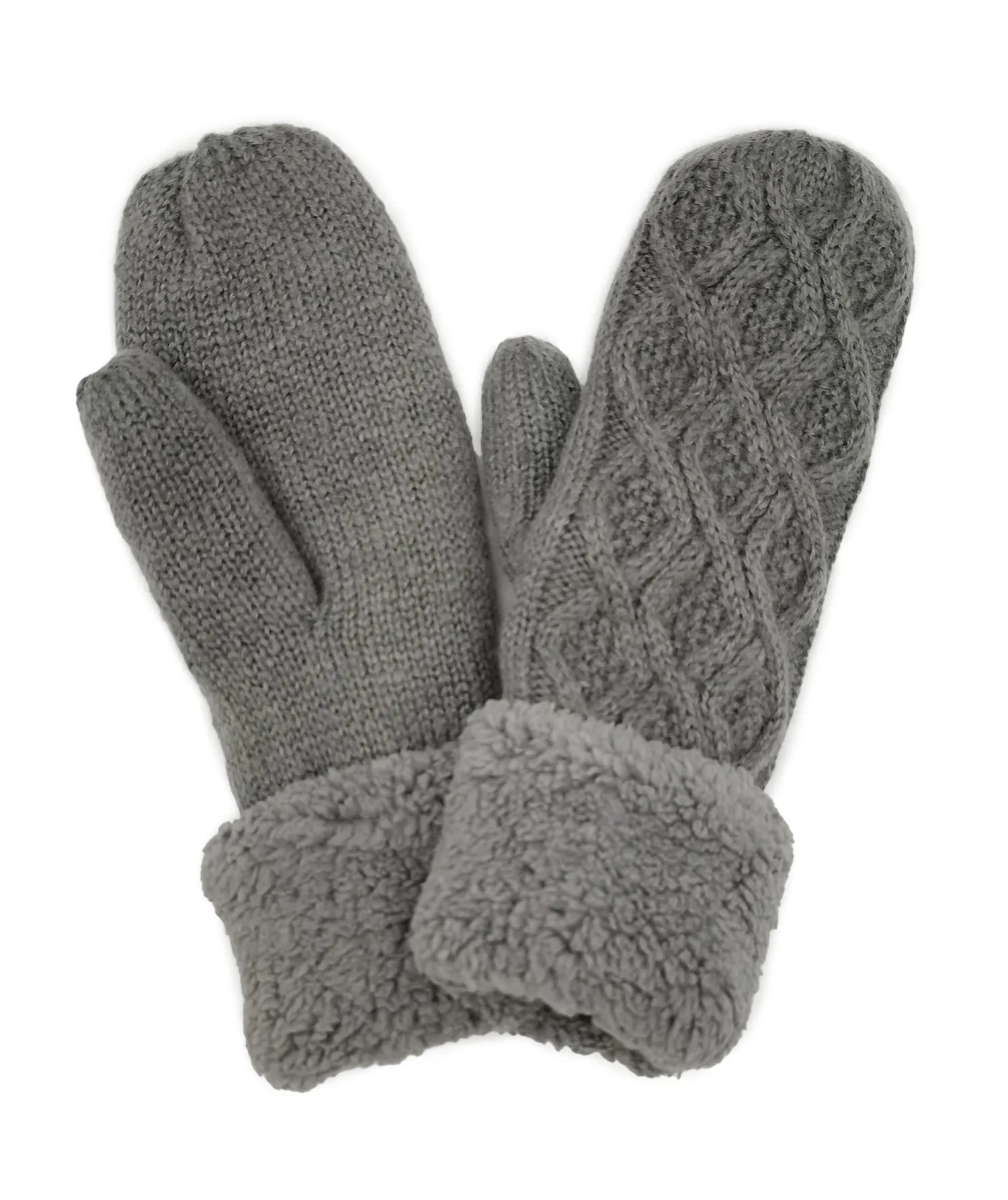 Cable Knit Sherpa Mittens