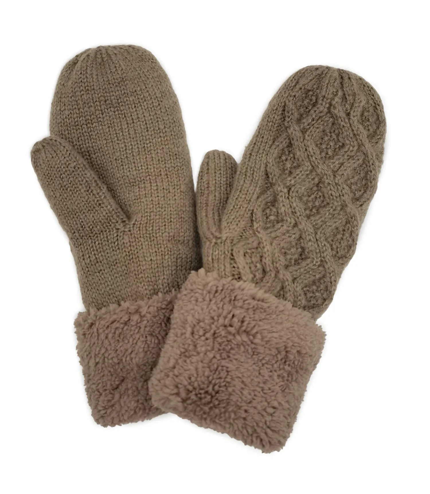 Cable Knit Sherpa Mittens