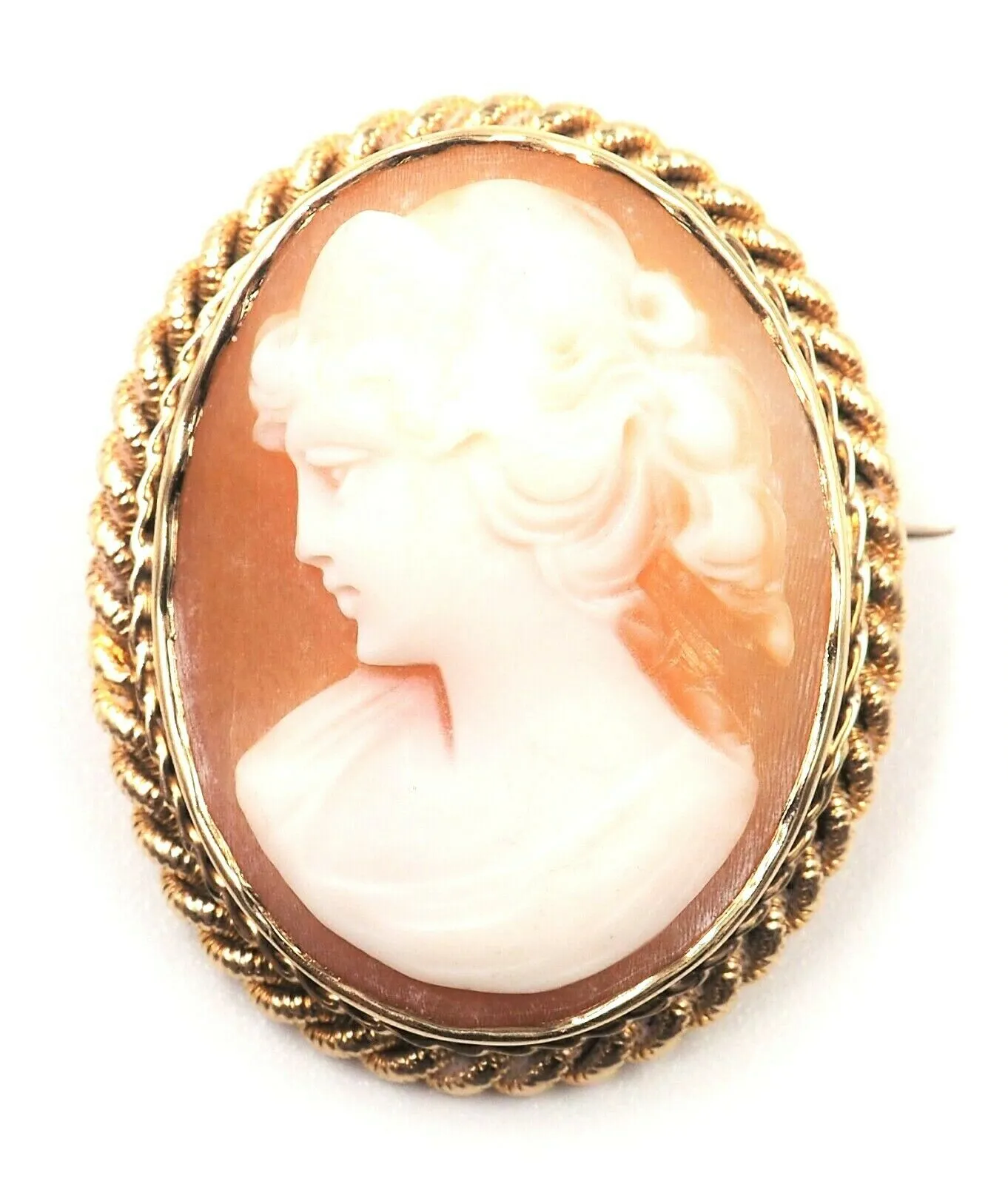 Cameo 9ct Yellow Gold Twisted Wire Surround Brooch