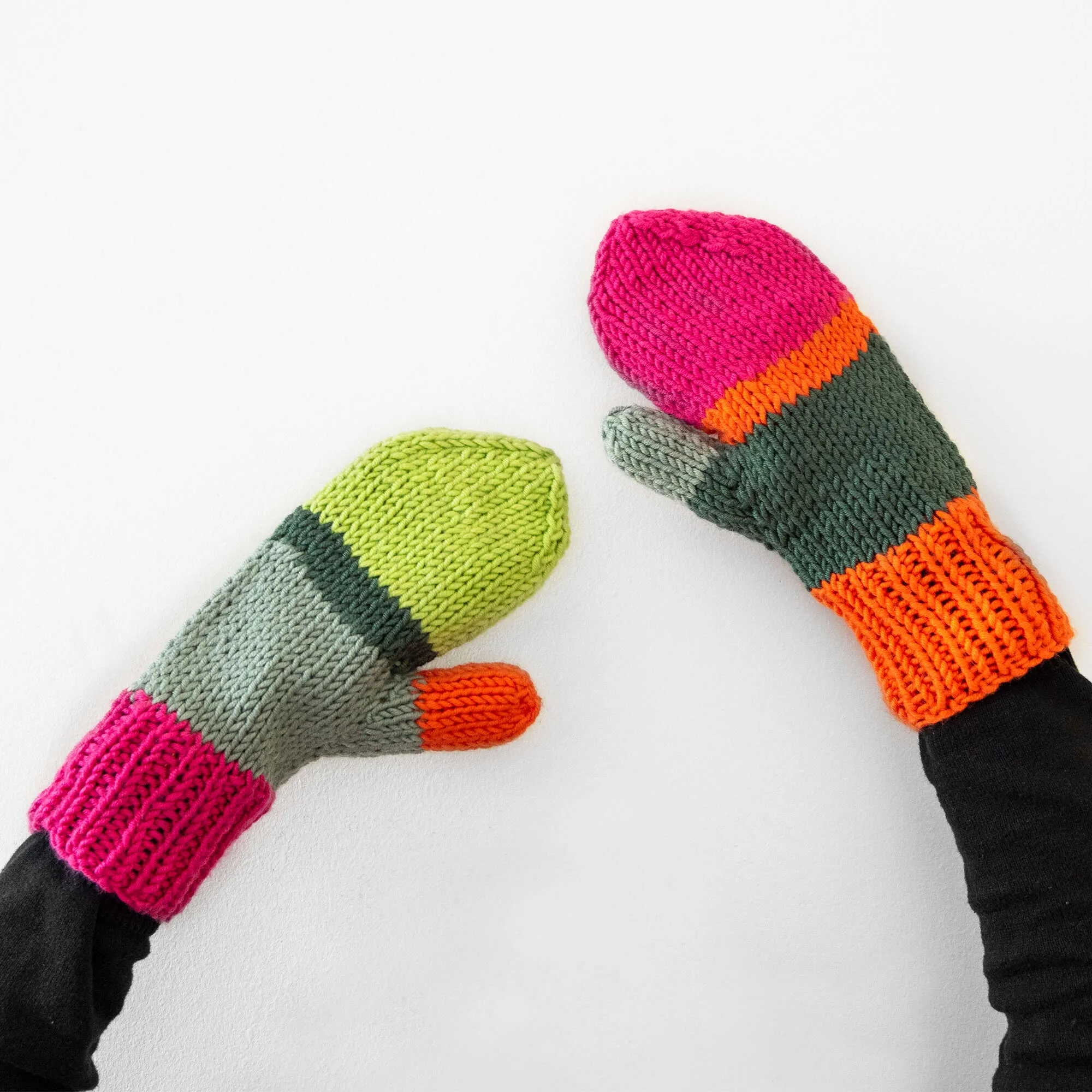 Caron X Pantone Find A Match Knit Mittens