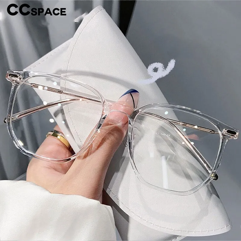 CCspace Unisex Full Rim Large Square Acetate Alloy Reading Glasses 55433