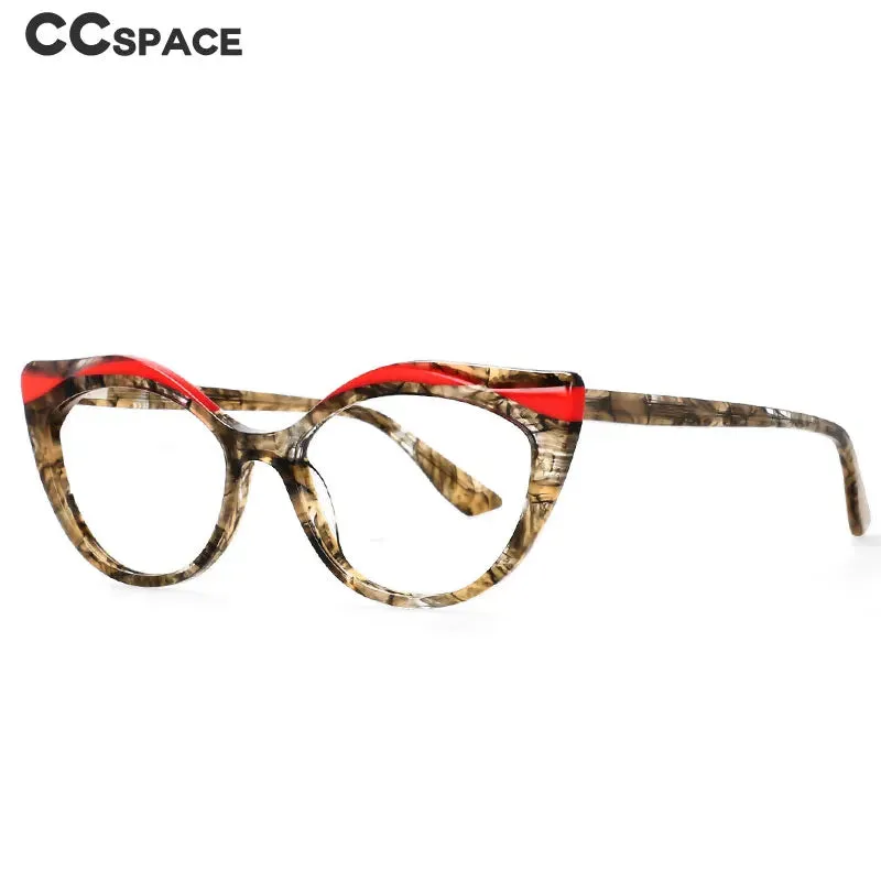 CCspace Women's Full Rim Oval Cat Eye Acetate Hyperopic Reading Glasses R56957