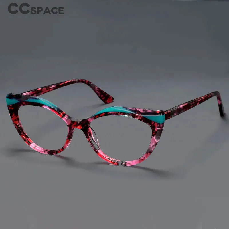 CCspace Women's Full Rim Oval Cat Eye Acetate Hyperopic Reading Glasses R56957