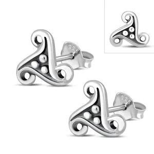 Celtic Triskele Stud Silver Earrings