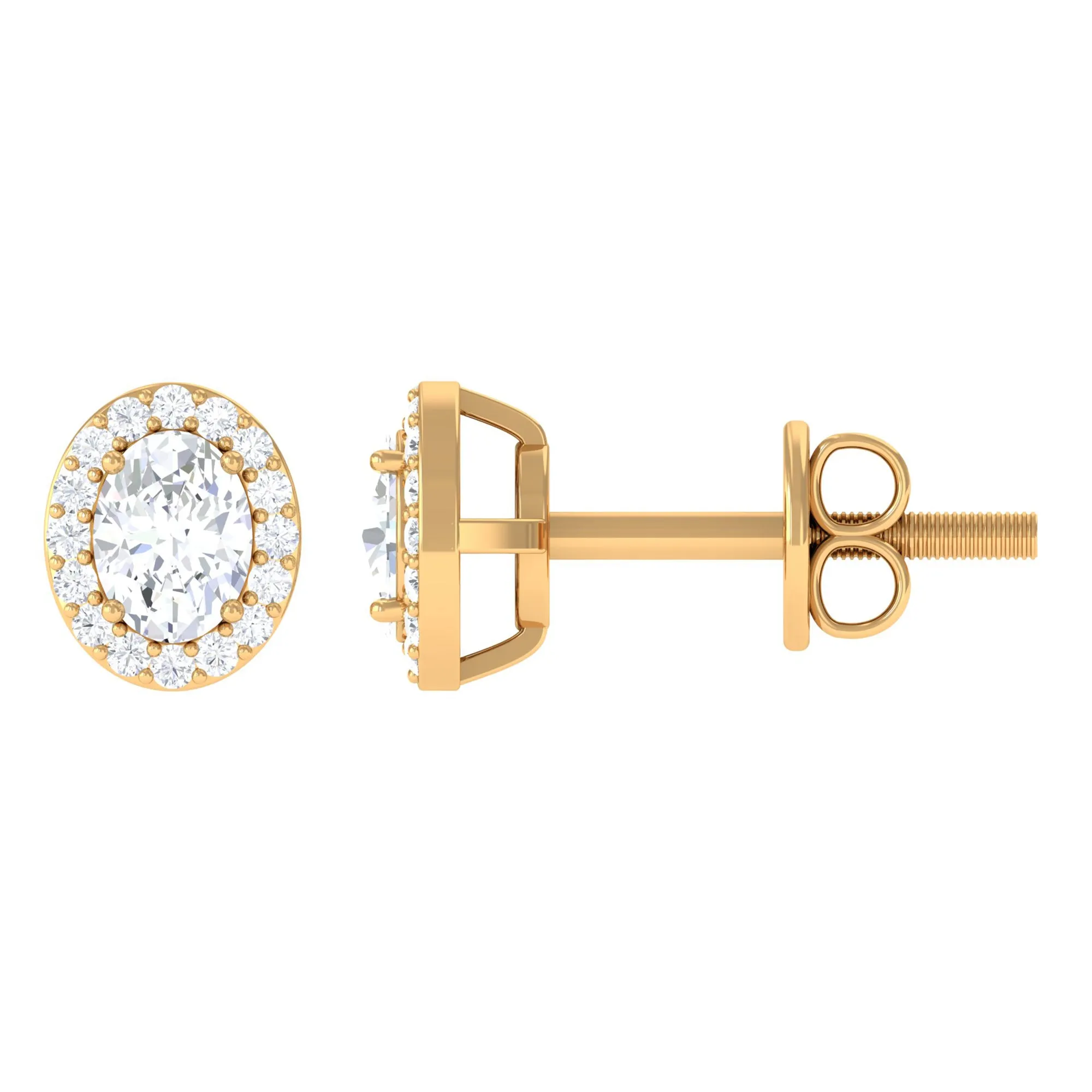 Certified Zircon Screw Back Stud Earrings