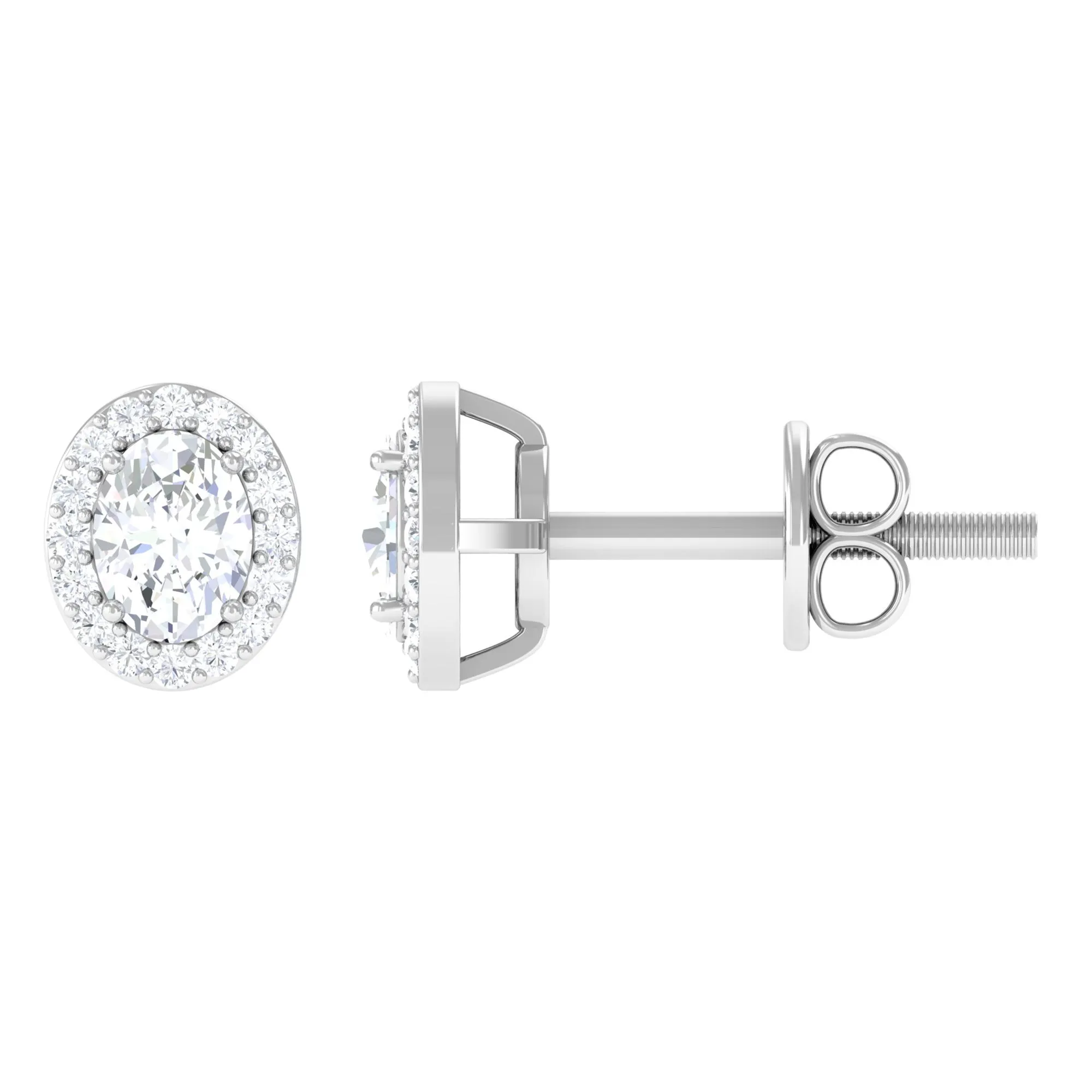 Certified Zircon Screw Back Stud Earrings