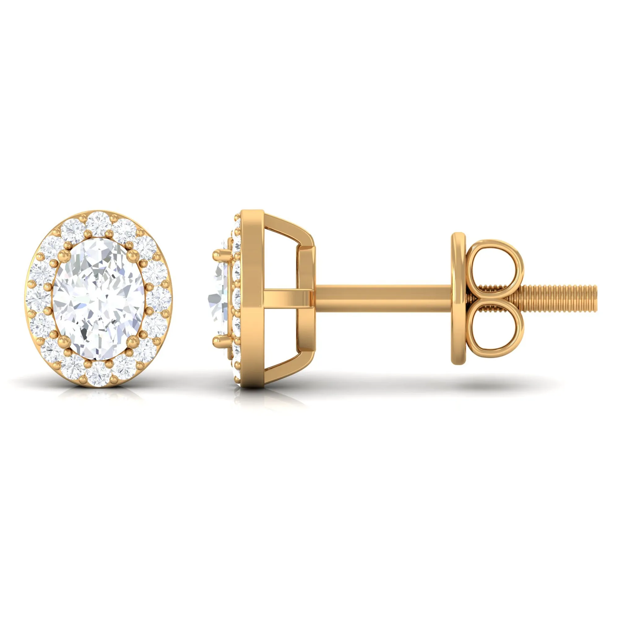 Certified Zircon Screw Back Stud Earrings