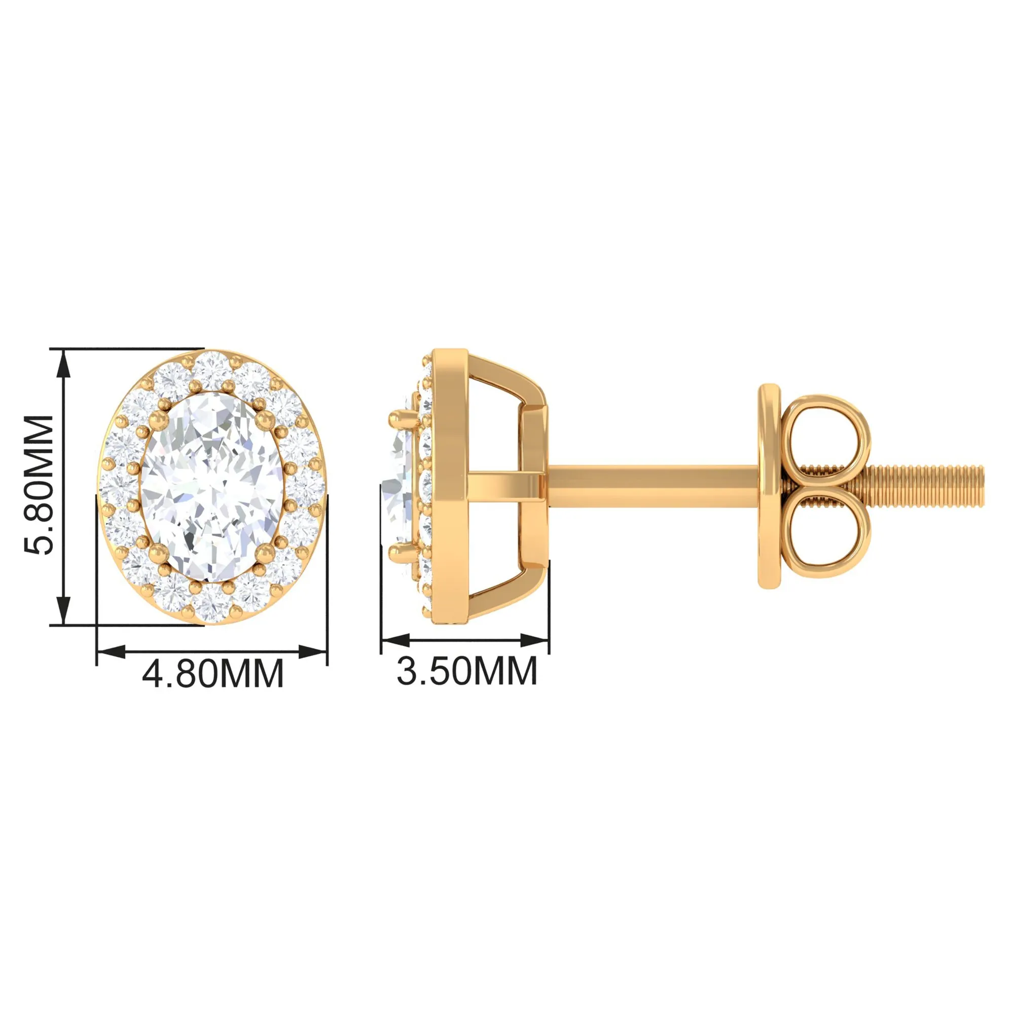 Certified Zircon Screw Back Stud Earrings