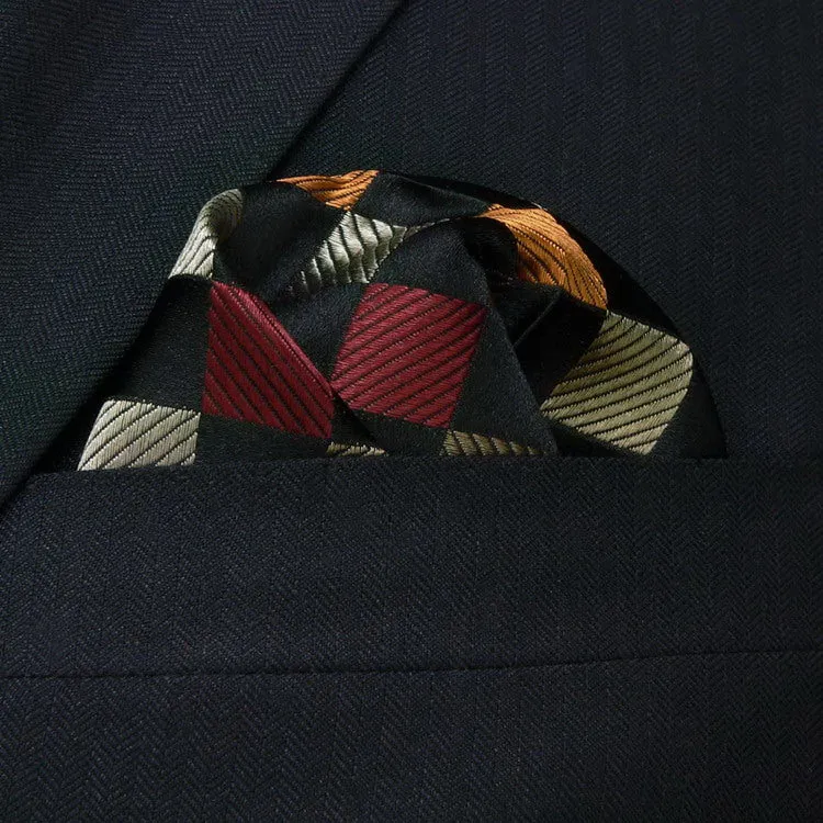 Checked Orange,Brown Black Necktie Set  JPM18458