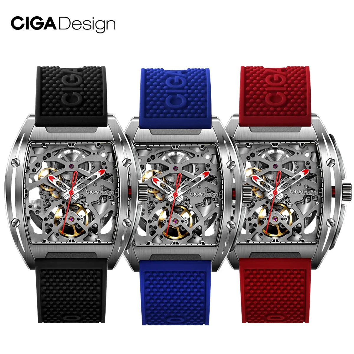 CIGA Design CIGA Watch Z Series Watch Barrel Type Double-Sided Hollow Automatic Skeleton Mechanical Men's Waterproof Watch