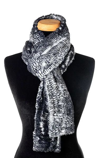 Classic Scarf - Luxury Faux Fur in Black Mamba