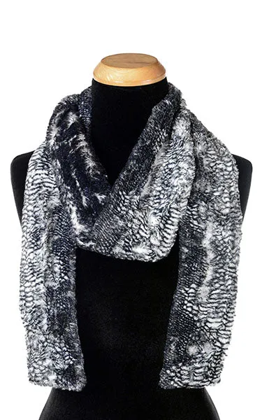 Classic Scarf - Luxury Faux Fur in Black Mamba