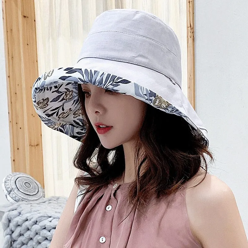 Colorful Double-sided Large Brim Outdoor Summer Bucket Hats