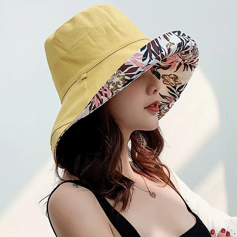 Colorful Double-sided Large Brim Outdoor Summer Bucket Hats