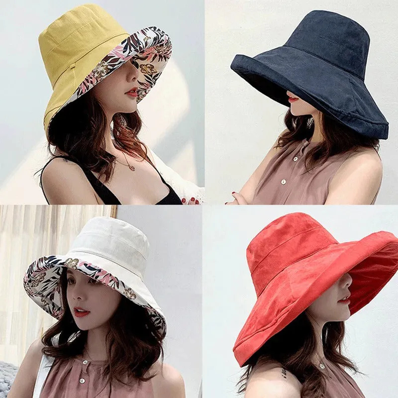 Colorful Double-sided Large Brim Outdoor Summer Bucket Hats