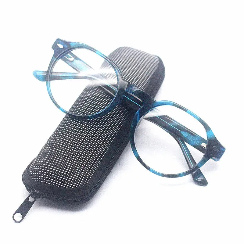 Cubojue Unisex Full Rim Round Acetate Reading Glasses Xh005