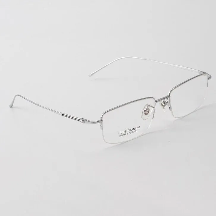 Cubojue Unisex Semi Rim Square Titanium Reading Glasses