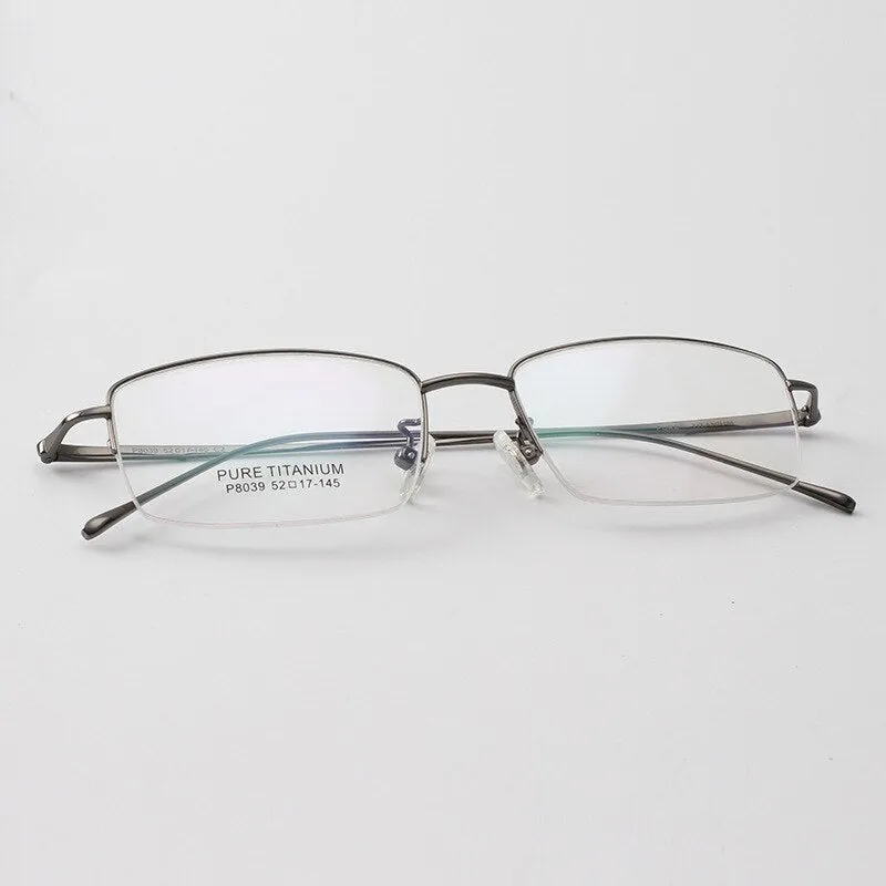 Cubojue Unisex Semi Rim Square Titanium Reading Glasses