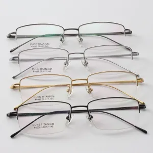 Cubojue Unisex Semi Rim Square Titanium Reading Glasses