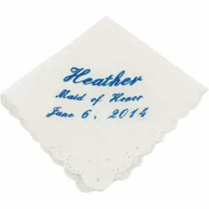 Cursive Custom Maid of Honor Wedding Handkerchief