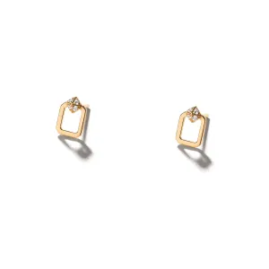 Curve Square Diamond Earrings