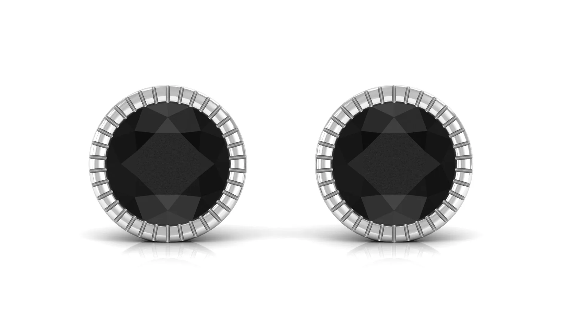 December Birthstone Black Onyx Solitaire Martini Stud Earrings