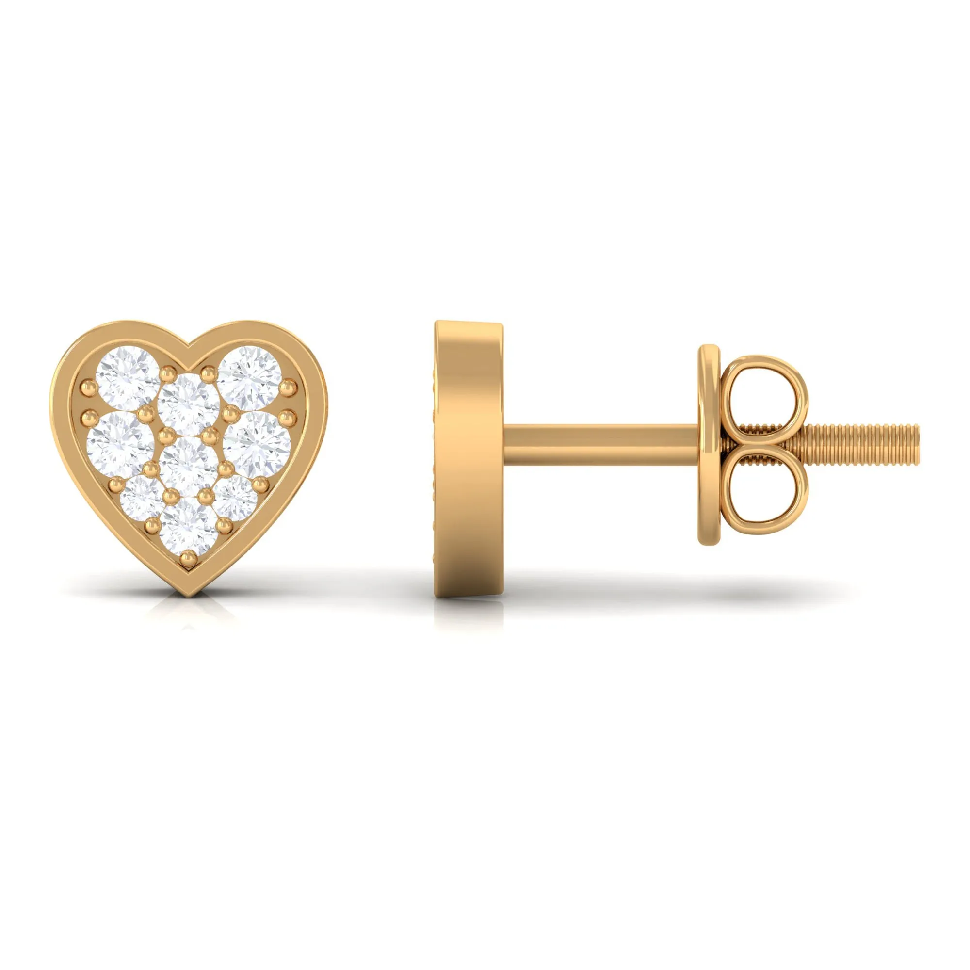 Diamond Simple Heart Stud Earrings