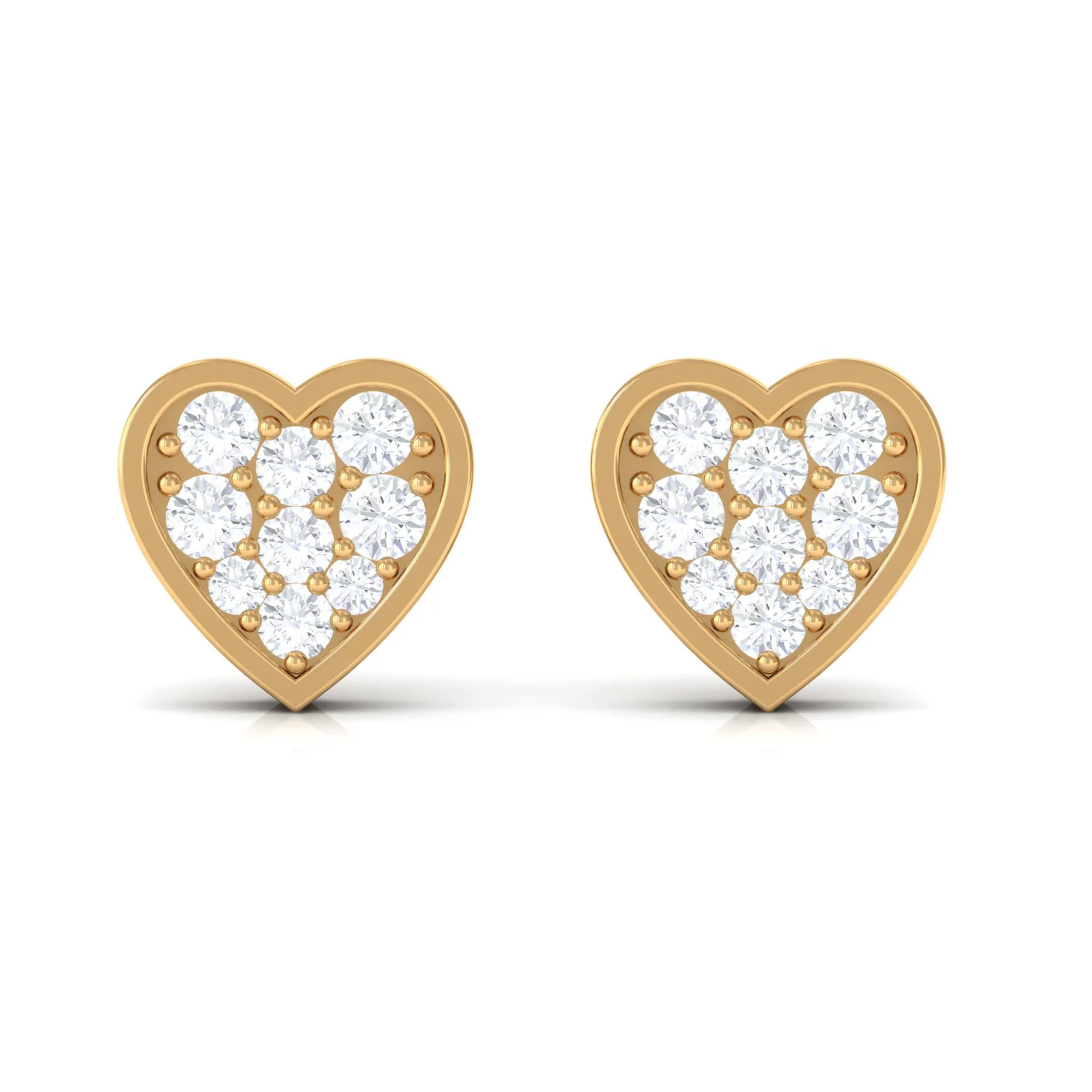 Diamond Simple Heart Stud Earrings