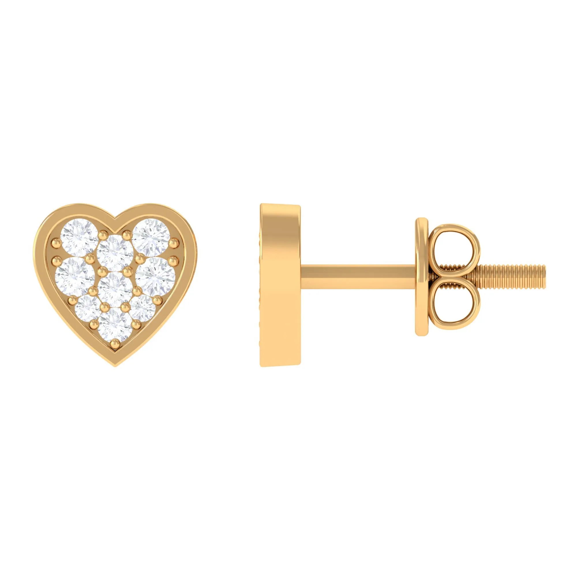 Diamond Simple Heart Stud Earrings