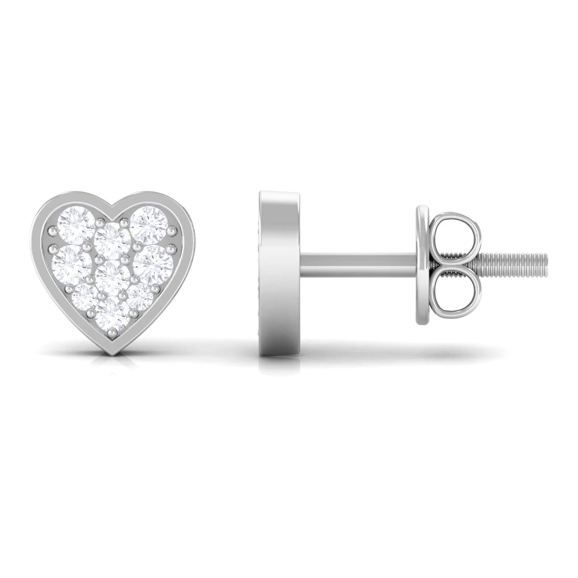 Diamond Simple Heart Stud Earrings