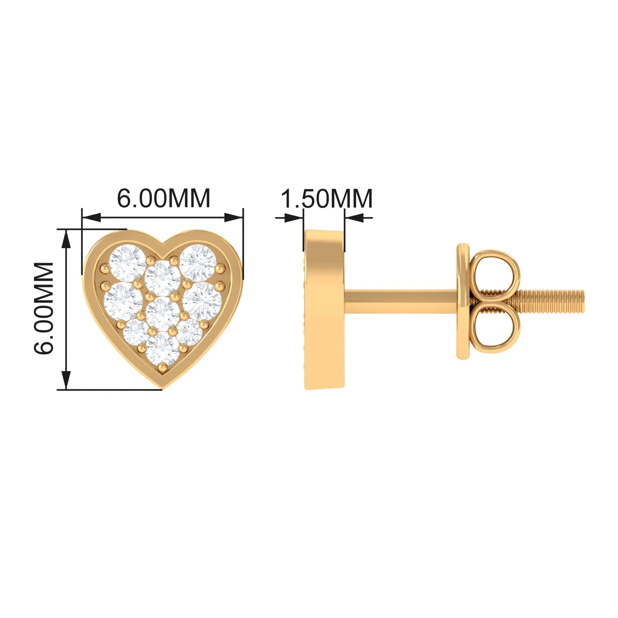 Diamond Simple Heart Stud Earrings