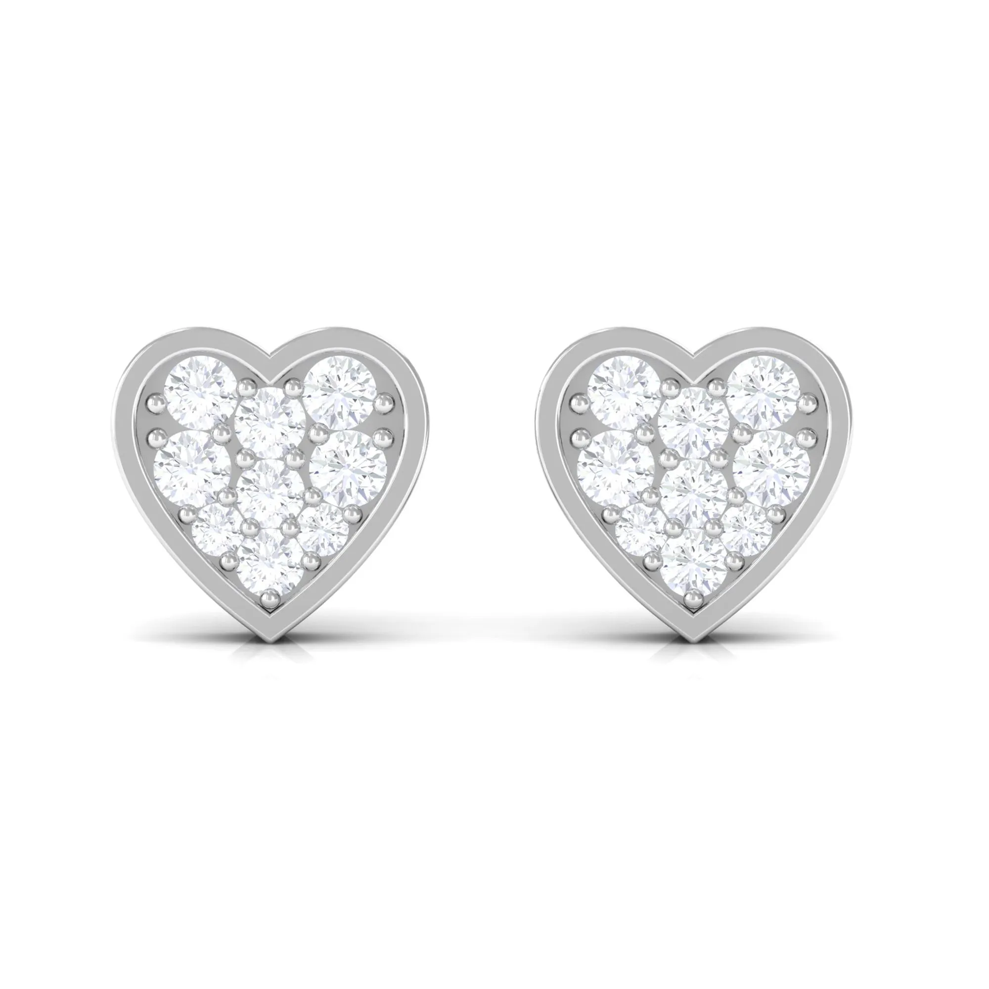 Diamond Simple Heart Stud Earrings