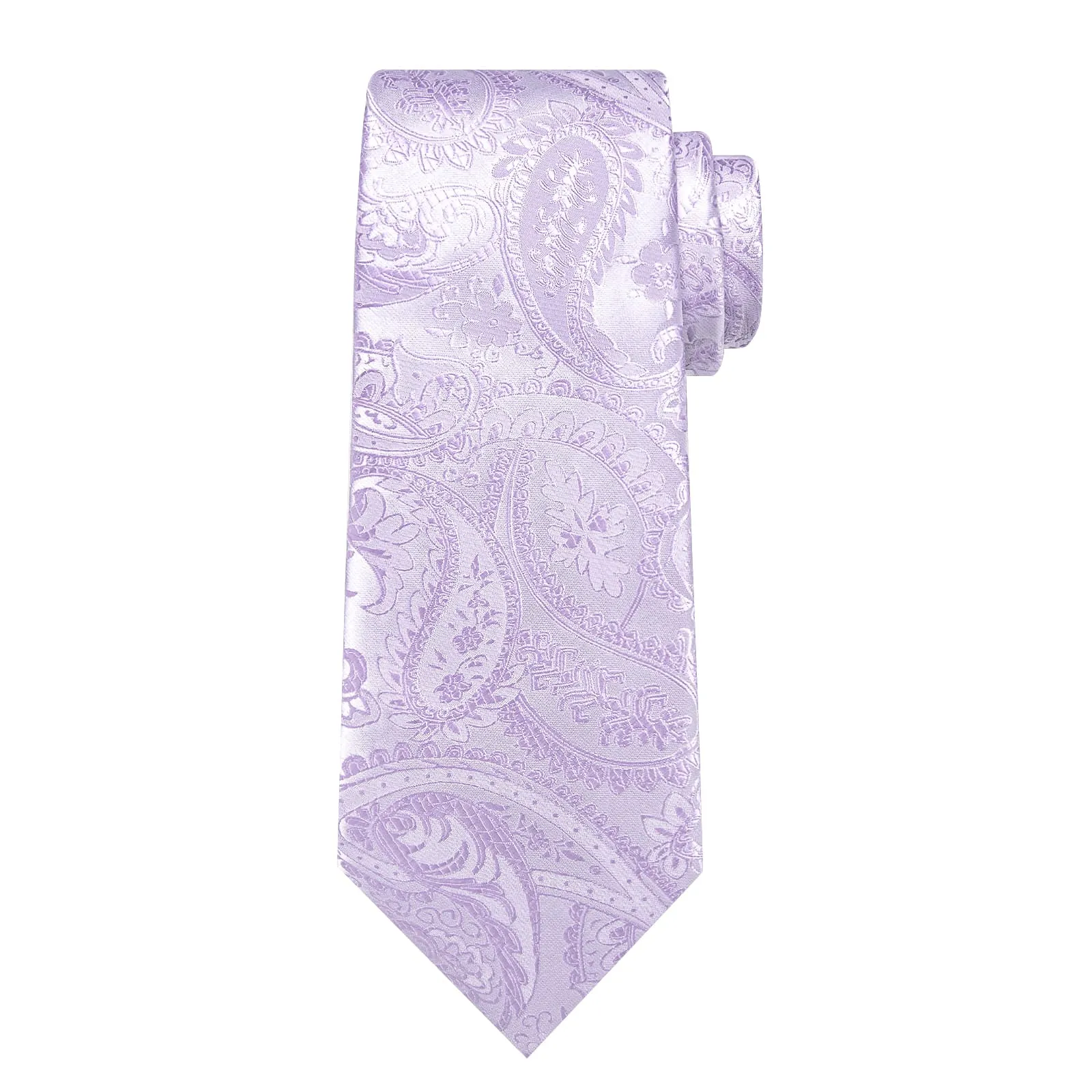 DiBanGu Dress Tie Lavender Purple Paisley Men's Silk Tie Hanky Cufflinks Set