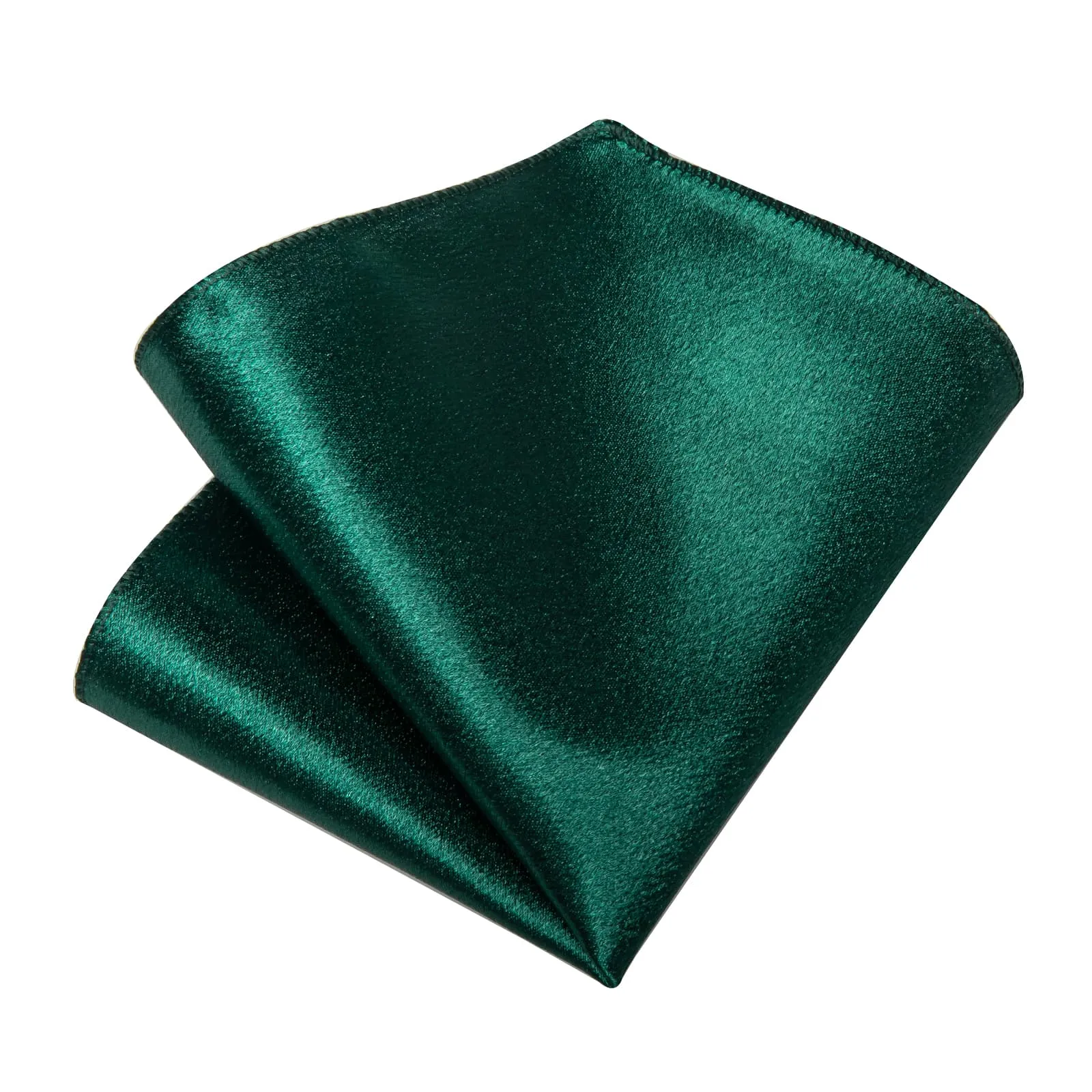 DiBanGu Silk Tie Shining Deep Green Solid Mens Formal Work Dresses Tie Handkerchief Cufflinks Set