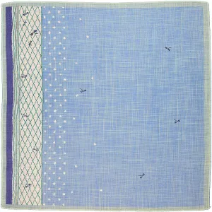 Dragonfly Motif Cotton Handkerchief - Light Blue