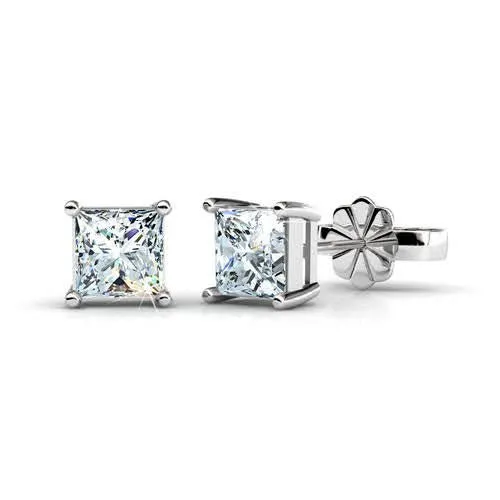 Enchanting 0.50CT Princess Cut Diamond Stud Earrings in 14KT White Gold