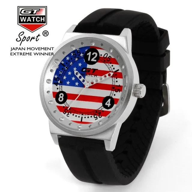 Factory direct sale fast shipping 1pcs GT WATCH World Car Racing Sport Italy Men's Military Wristwatch