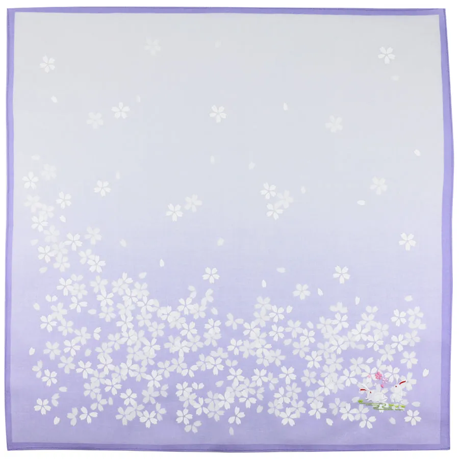 Floral Motif Cotton Handkerchief - Light Purple