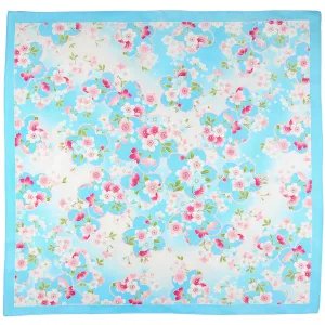 Floral Motif Cotton Handkerchief - Turquoise