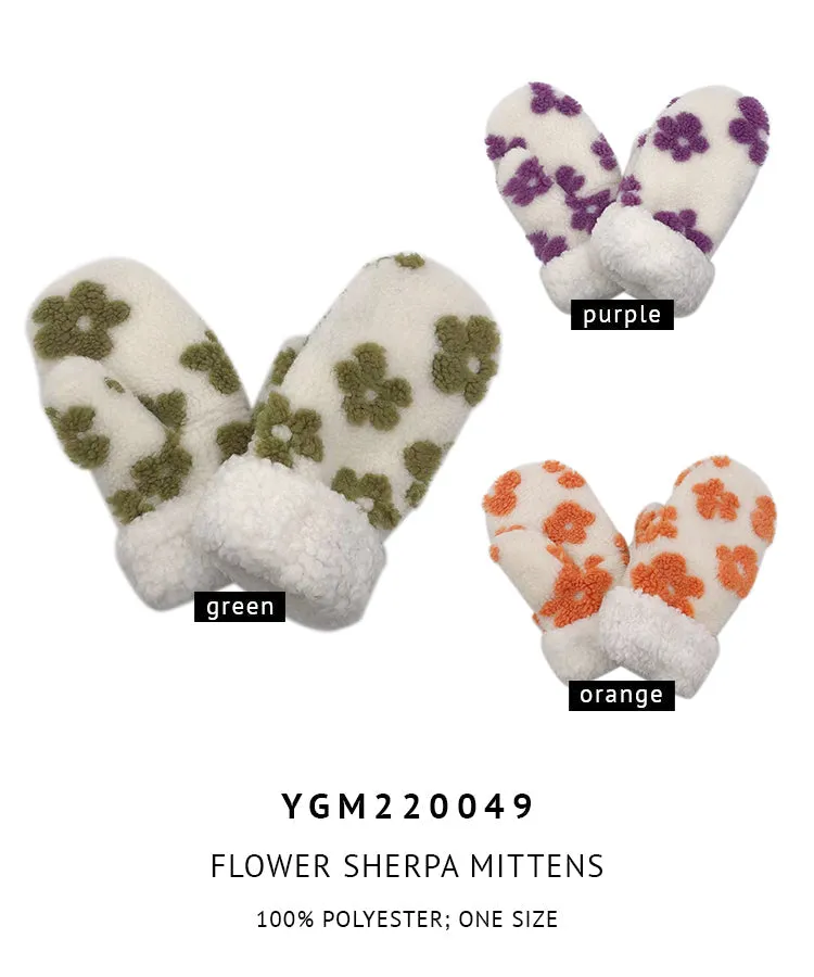 Flower Sherpa Mittens