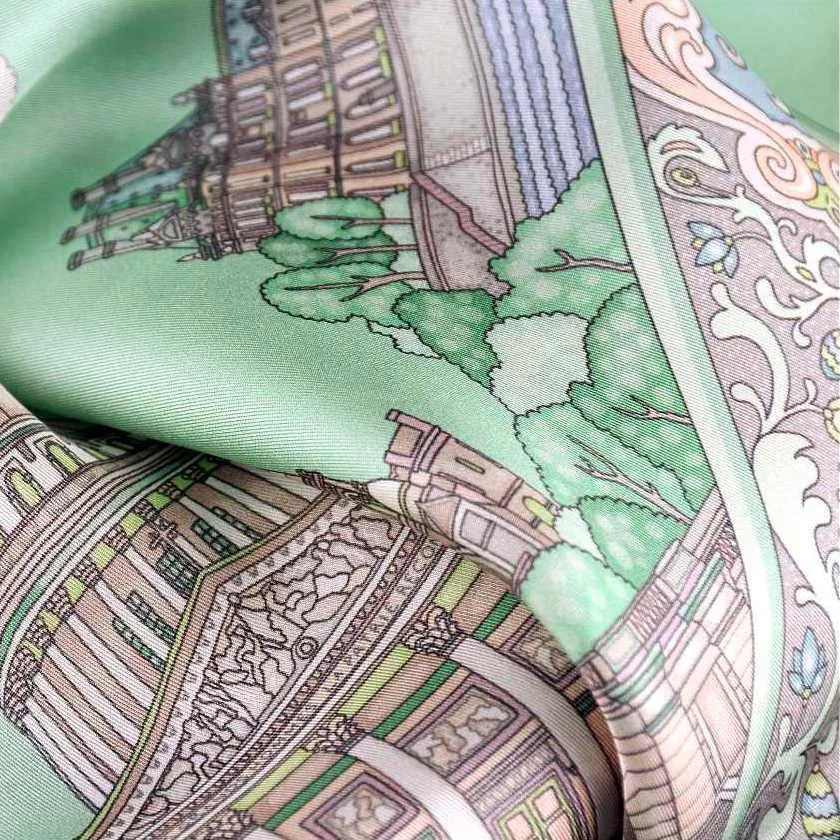 FRENCH SILK SCARF - PARIS - Spring Green - 27x27"