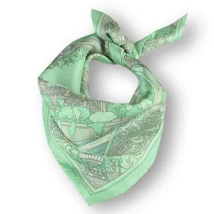 FRENCH SILK SCARF - PARIS - Spring Green - 27x27"