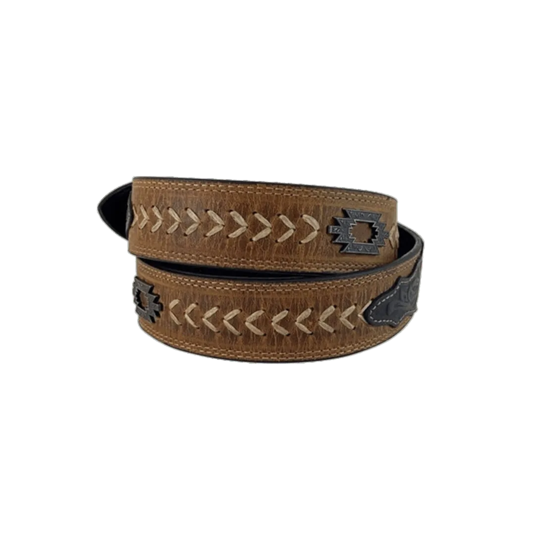 Gem Dandy Men's Two Tone Leather Aztec Concho Belt