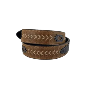 Gem Dandy Men's Two Tone Leather Aztec Concho Belt