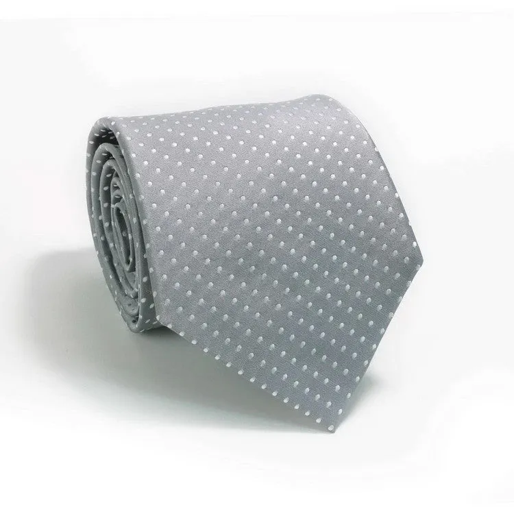 Gray and White Polka Dot Necktie Set JPM53N