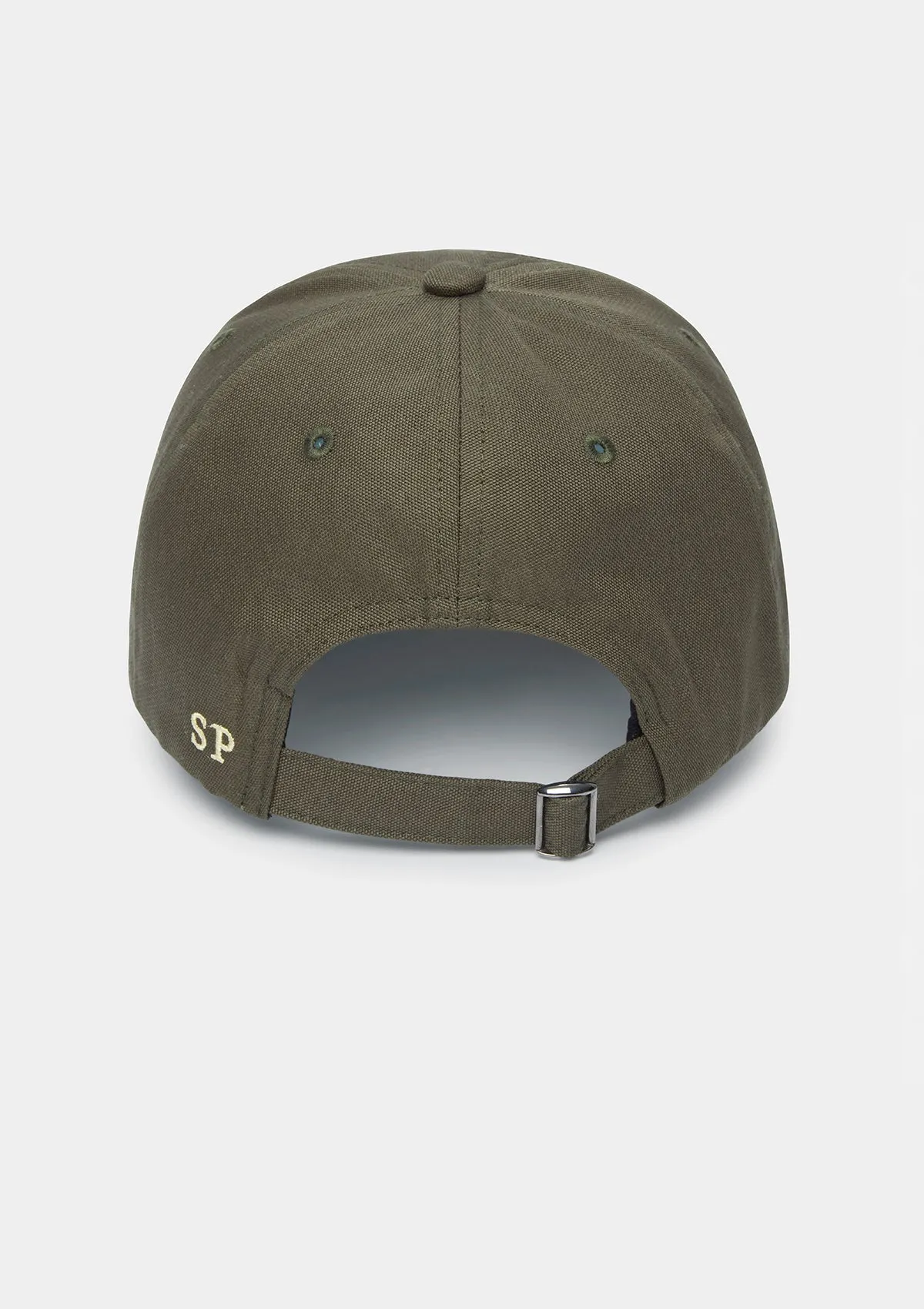 Green Cotton Canvas Embroidered Cap