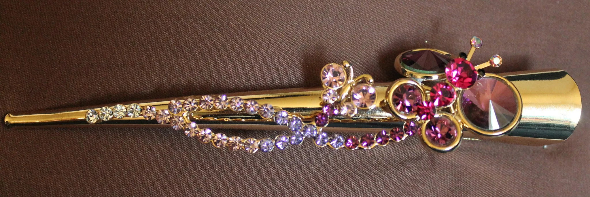 Hair Clip 200 Hair Snap Clip Purple Crystal Golden Hair Clip Shieno